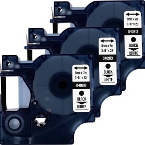 DULA Dymo D1 40913 — Zwart-op-wit 9mm etikettape (3 stuks)