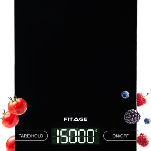 FITAGE Digitale Keukenweegschaal Groot - XXL Weegschaal Keuken tot 15KG - Precisie Weegschaal Digitaal - Nauwkeurig tot 1 gram - Zwart review: 15KG capaciteit en precieze weging