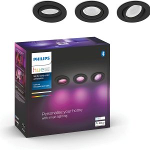 Philips Hue Centura 3‑pack — slimme zwarte GU10 inbouwspots