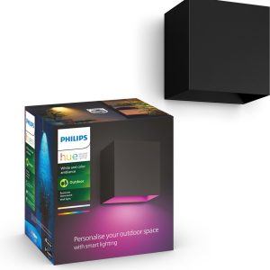 Philips Hue Resonate Down — zwarte muurlamp met wit en kleurlicht