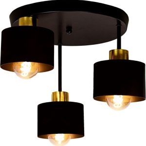 Stijlvolle 3‑voudige zwart‑goud plafondlamp