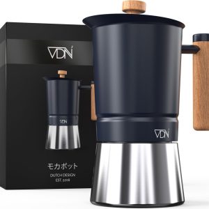 VDN Moka Pot 300 ml (6‑kops) — RVS percolator voor inductie