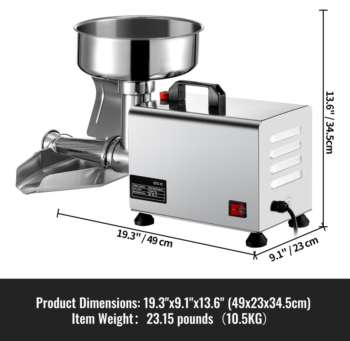 370 W Elektrische Tomatenzeef review: 90–160 kg/u voor horeca