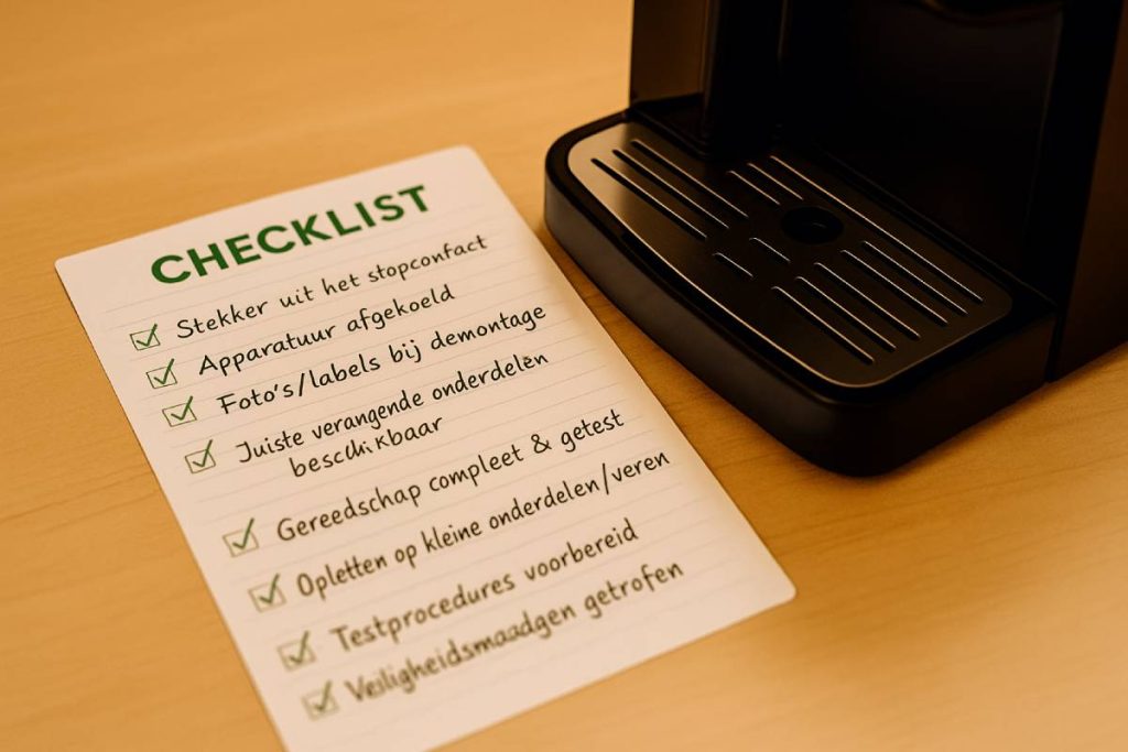 Checklist voor reparatie