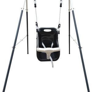 AXI Metalen Baby Schommel met zitje in Antraciet/créme test tuin