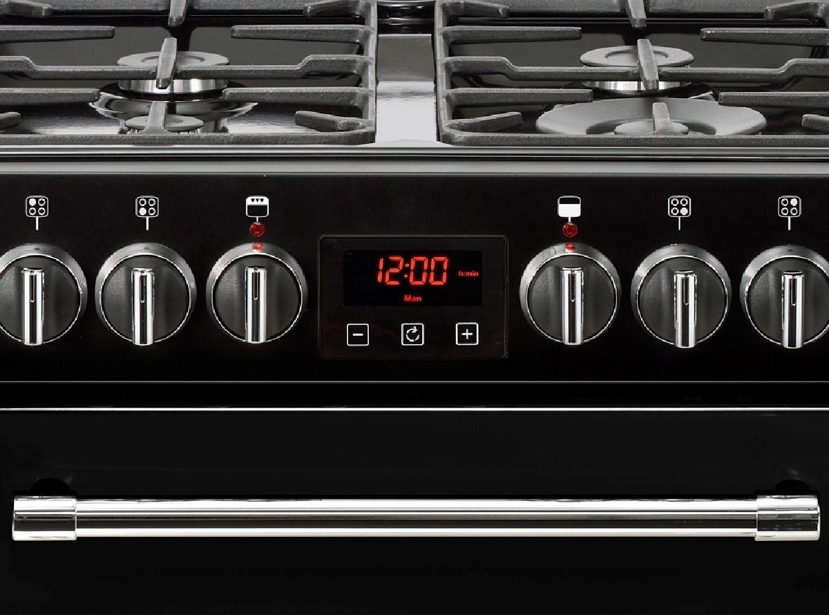 Belling Farmhouse 60 cm Dual Fuel Range-fornuis Gaskookplaat Zwart A test ruime oven