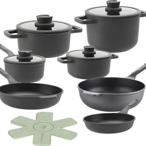 BergHOFF Pannenset Leo Stone+ - 11 Delig - Downdraft pannen nu met set panbeschermers review: geschikt voor inductie