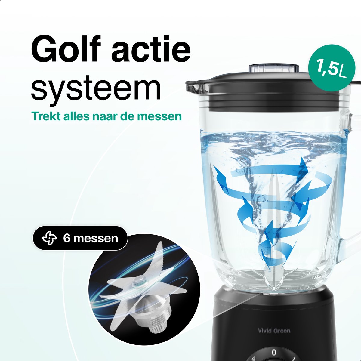 Blender 1200W - 1.5L - Smoothie Maker - Inclusief beker to go 570ml - Glas - Zwart - Vivid Green review: crushed ice