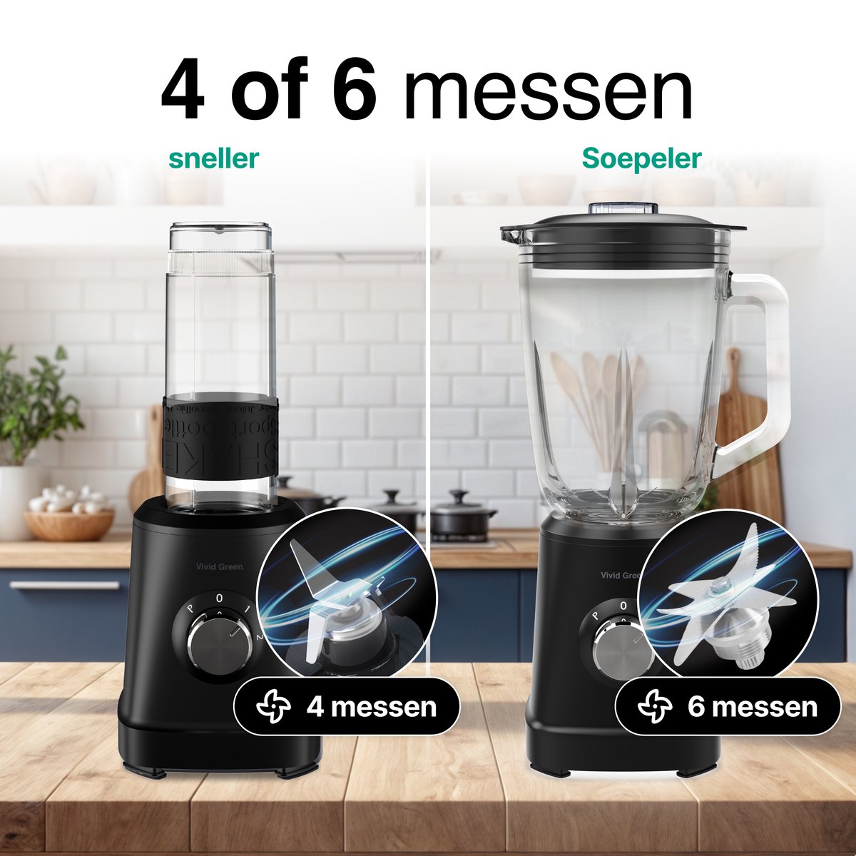 Blender 1200W - 1.5L - Smoothie Maker - Inclusief beker to go 570ml - Glas - Zwart - Vivid Green review: crushed ice