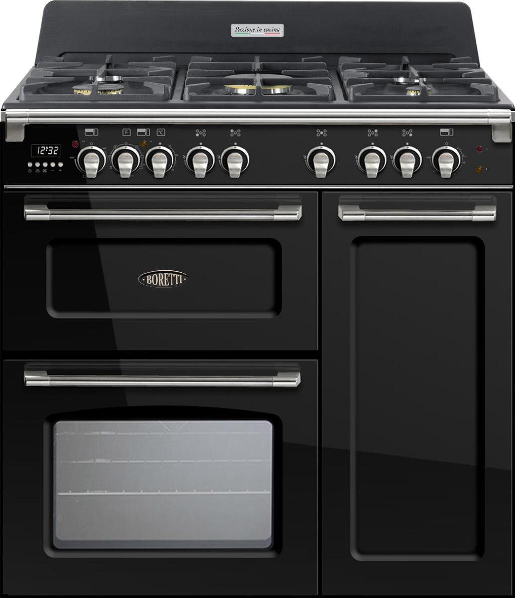 Boretti CFBG903AN gasfornuis - 3 ovens - 90 cm - Antraciet test: pizzabakken