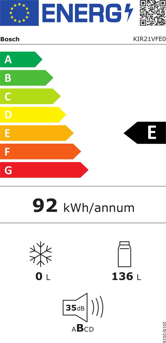 Bosch KIR21VFE0 inbouw koelkast | 88 cm | Deur op deur test: stil