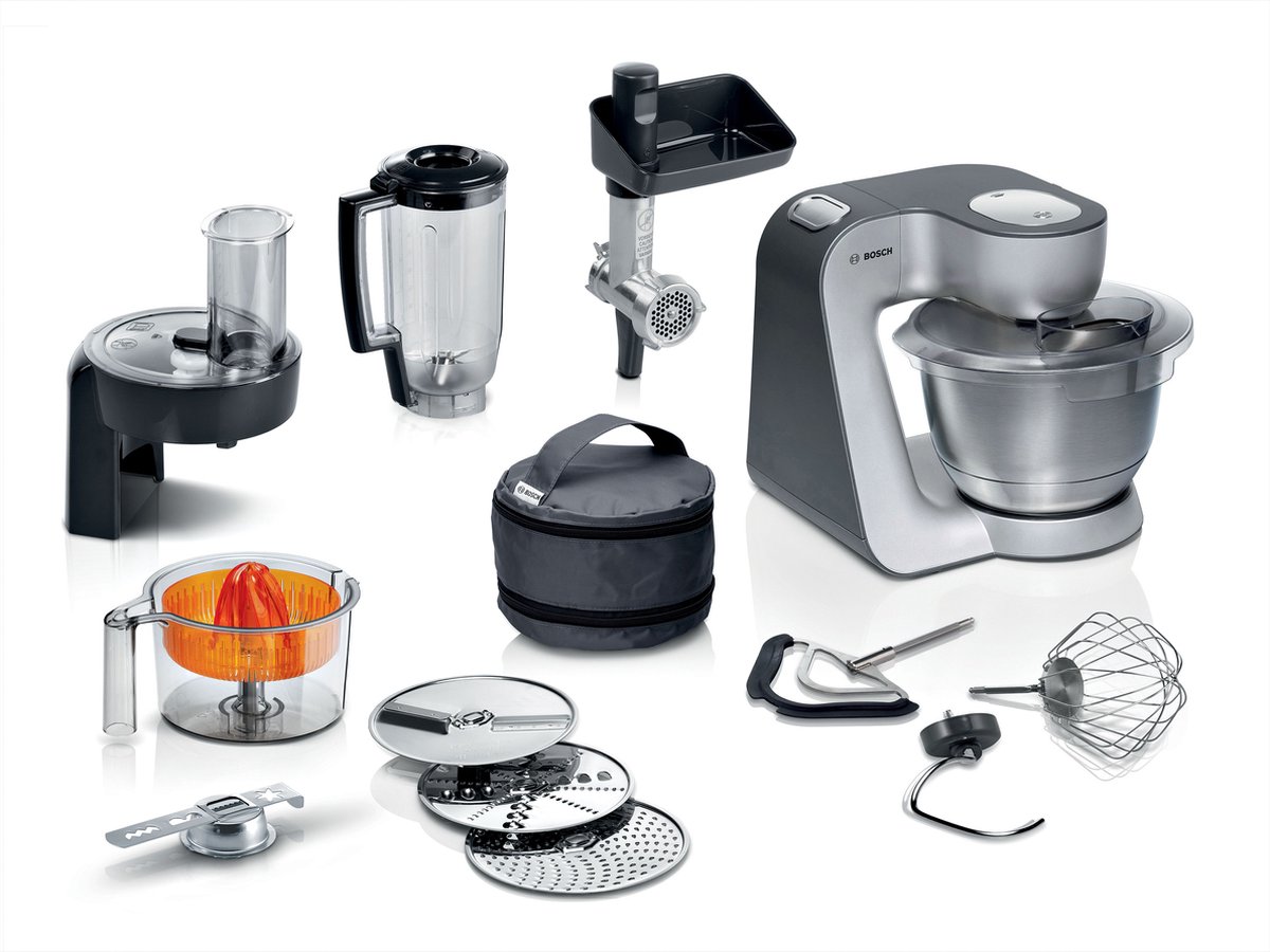 Bosch MUM5 - MUM5935B - Keukenmachine - 1000W - 3,9L - Donker zilver test: kneedt deeg snel, standmixer