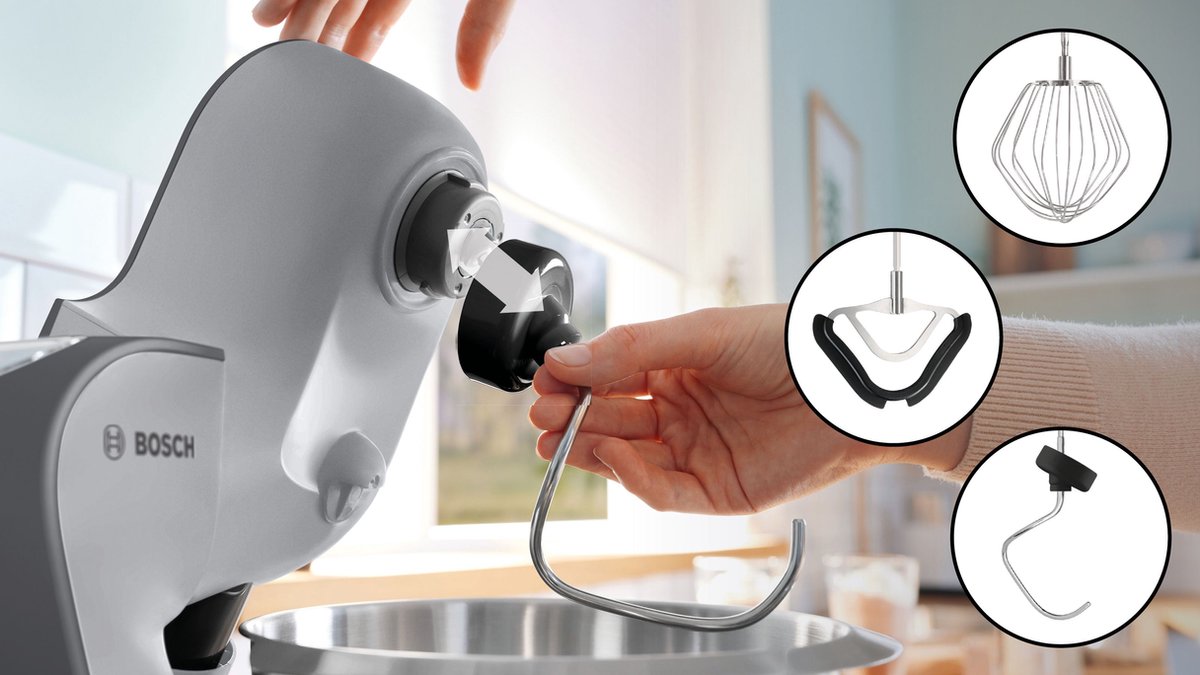 Bosch MUM5 - MUM5935B - Keukenmachine - 1000W - 3,9L - Donker zilver test: kneedt deeg snel, standmixer