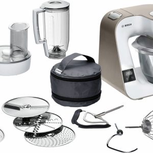 Bosch MUM5 - MUM5XW20 - Keukenmachine - 1000W - 3,9L - Met Weegschaal en Timer - Champagne test: sneller deeg kneden