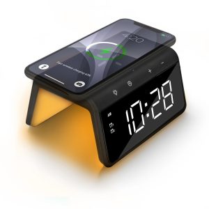 Caliber Wekker - Digitale Wekker met Draadloze Oplader – Wake-up Light – Nachtlampje – Twee Alarmen – Zwart (HCG019QI-BA) review: draadloos opladen en zacht wakker worden