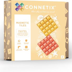 CONNETIX - Magnetisch Tegels - Pastel Citroen en Perzik Basisplaat Pakket - 2 Stuks review creatief bouwen speelgoed