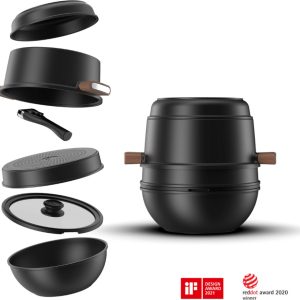 CookingTotem® | 6-Delige Stapelbare Non-stick Pannenset | Zwart review — ruimte besparen