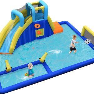 COSTWAY Opblaasbaar springkasteel review: veilige waterglijbaan