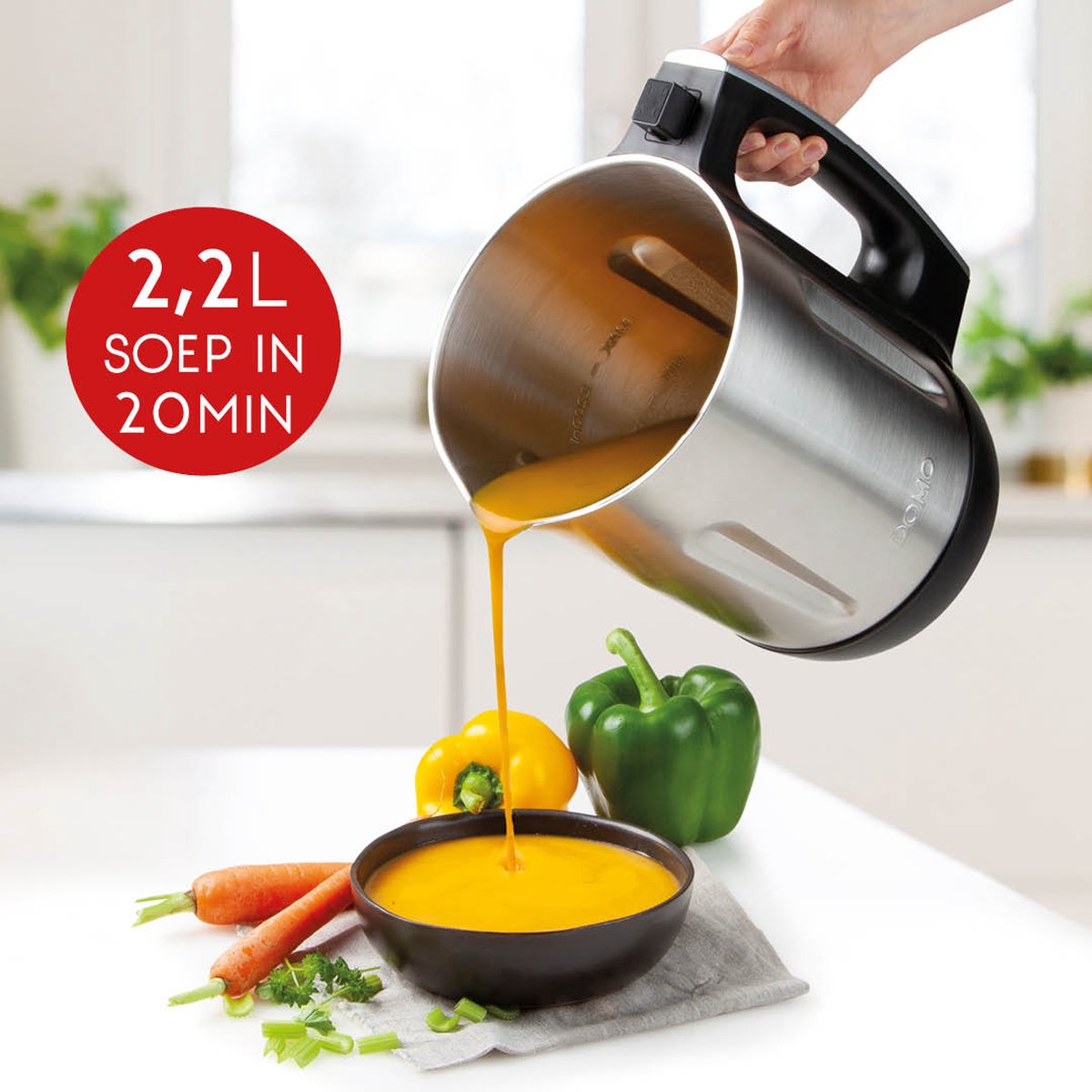 DOMO DO716BL Soepmaker Domo review: 2,2L voor gezinnen, met RVS