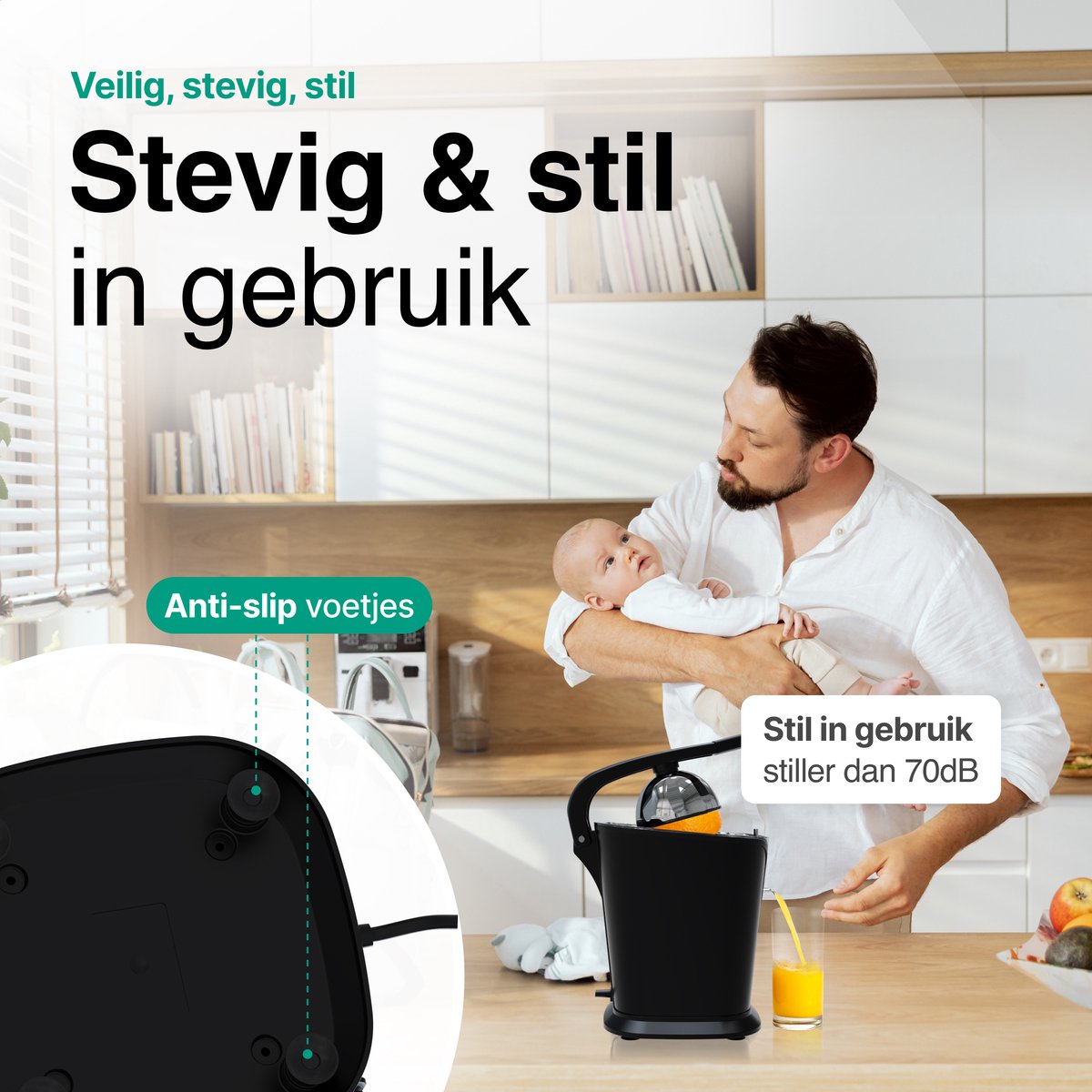 Elektrische Citruspers met Instelbaar Pulpfilter - 160W - 650ml - Sinaasappelpers -Zwart - Vivid Green review: snelle sapopbrengst en sterke prestaties