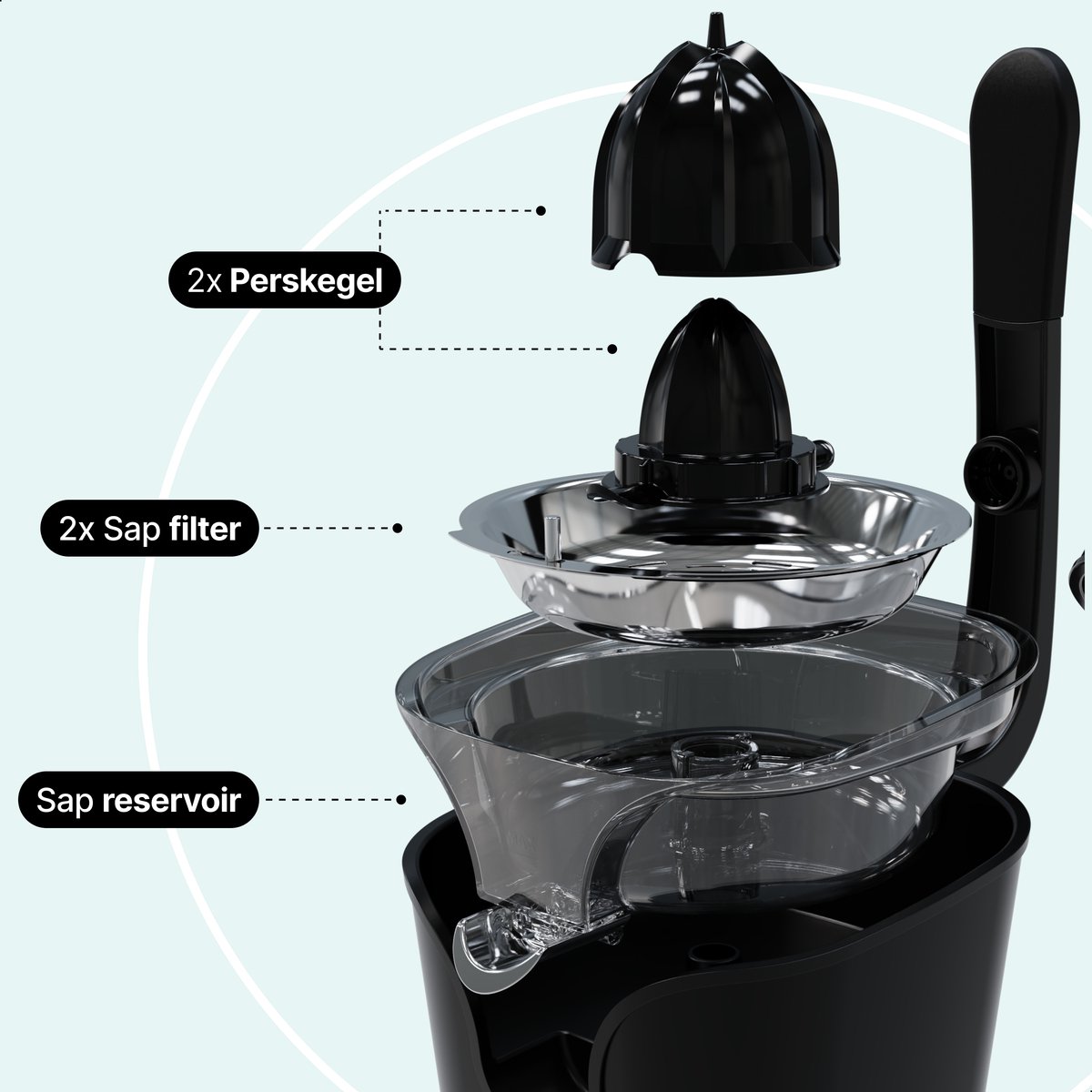 Elektrische Citruspers met Instelbaar Pulpfilter - 160W - 650ml - Sinaasappelpers -Zwart - Vivid Green review: snelle sapopbrengst en sterke prestaties