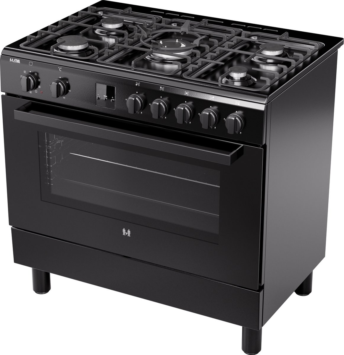 ETNA FG190ZWA - Gas/elektro fornuis - 90 cm - Zwart test vermogen