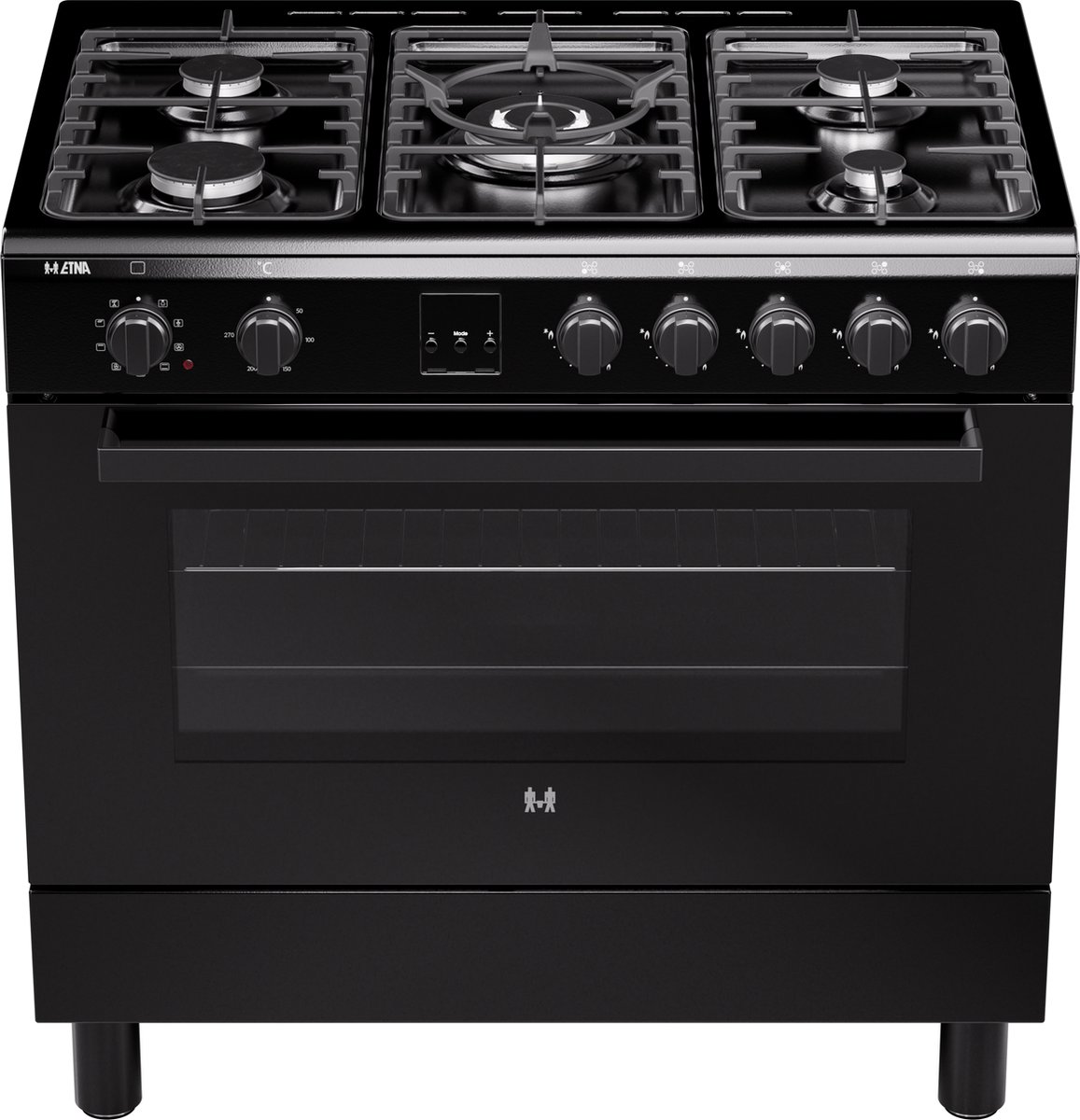 ETNA FG190ZWA - Gas/elektro fornuis - 90 cm - Zwart test vermogen
