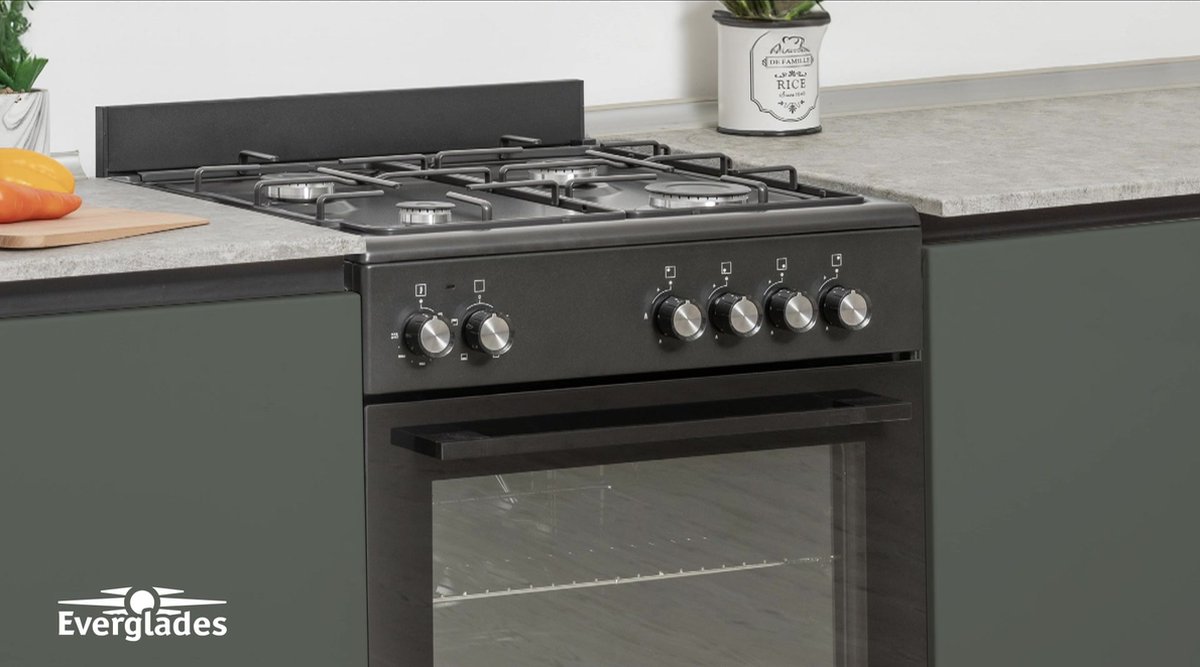 Everglades EVCK6010 - Gasfornuis - Mat Zwart - 60CM - 62 Liter - 5 Jaar Garantie review: grote oven, energiezuinig koken