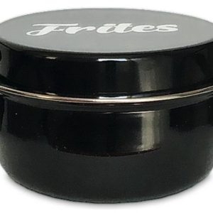 Geëmailleerde friteuse 26 cm zwart met mand en glazen deksel test