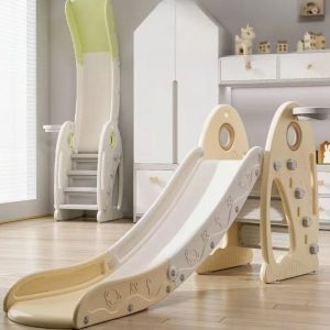 Glijbaan XL Crème/Beige Inklapbaar voor binnen en buiten - Kleuter - Peuter review: ruimtebesparend en veilig