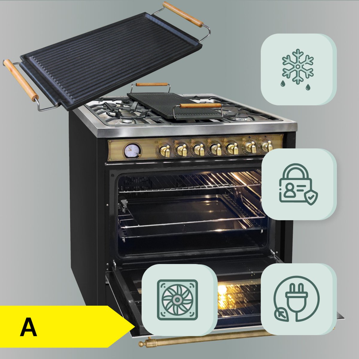 HGE 93555 Em Retro Gasfornuis review: 90 cm en elektrische oven