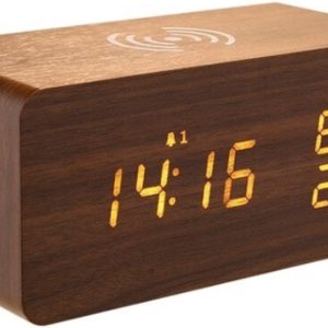 Houten Digitale Wekker review: draadloos opladen en weerstation