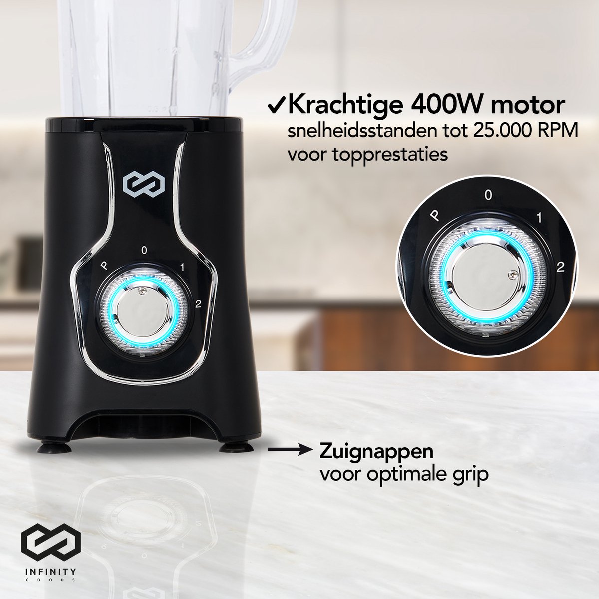 Infinity Goods Blender review: smoothie maker met 4 to-go bekers