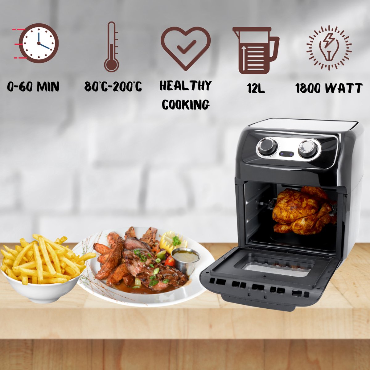 Just Perfecto 12-in-1 Airfryer Oven XXL 12l test: gezond frituren