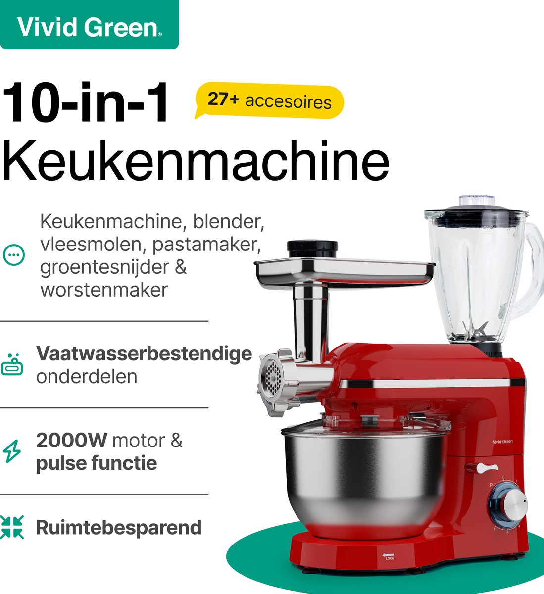 Keukenmachine multifunctioneel 2000W review: deeg kneden, blender
