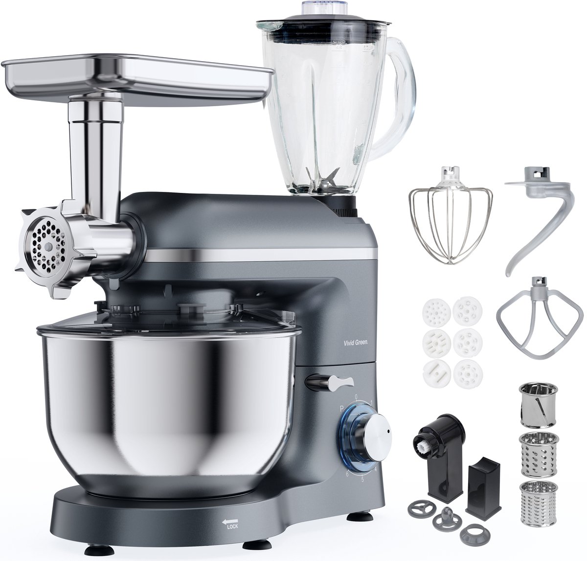 Keukenmachine multifunctioneel 2000W test: 6,2L kom keukenrobot