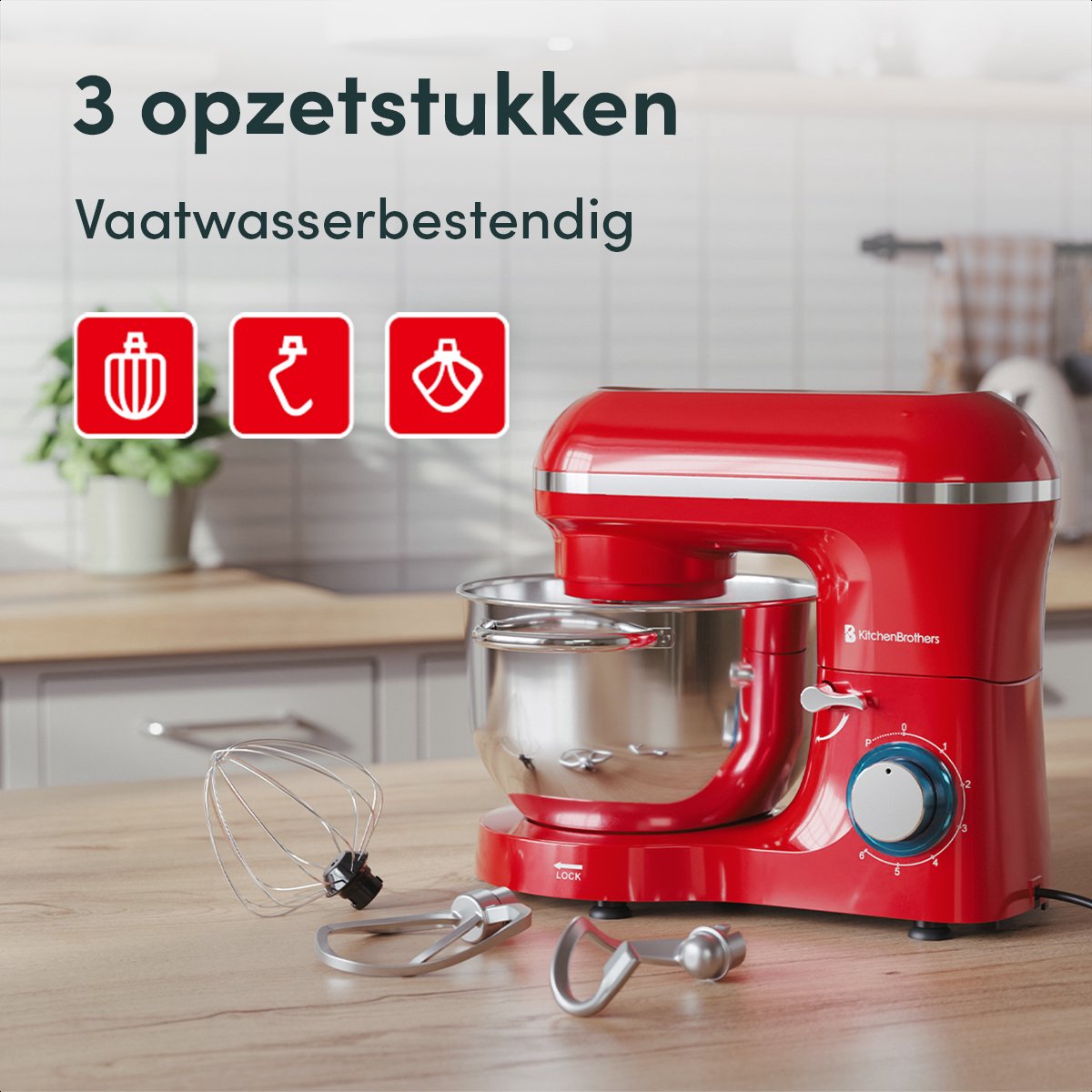 KitchenBrothers 2000W Keukenmachine review: brooddeeg in 6,2L kom
