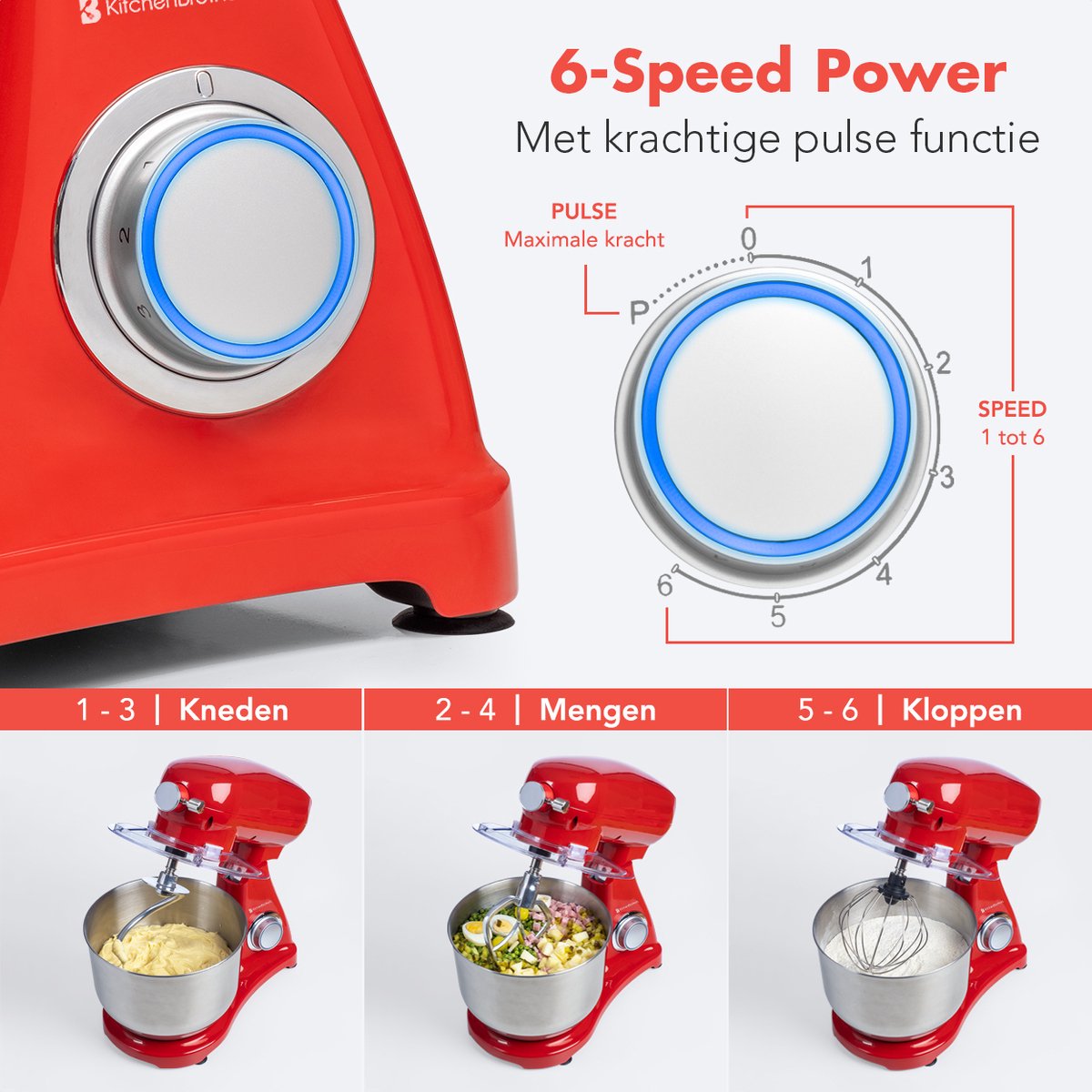 KitchenBrothers Keukenrobot review: grote 6,2L 1800W keukenmixer