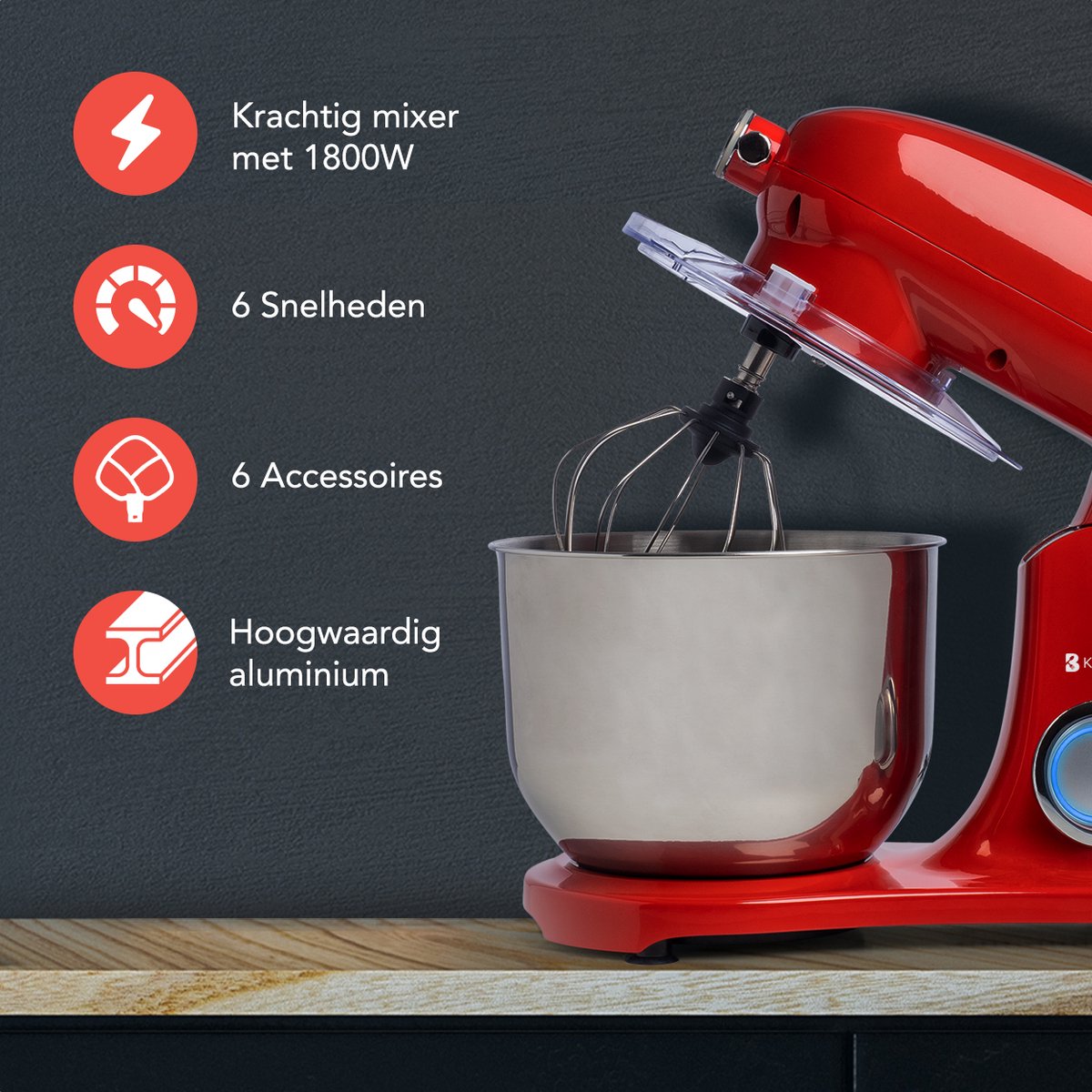 KitchenBrothers Keukenrobot review: grote 6,2L 1800W keukenmixer