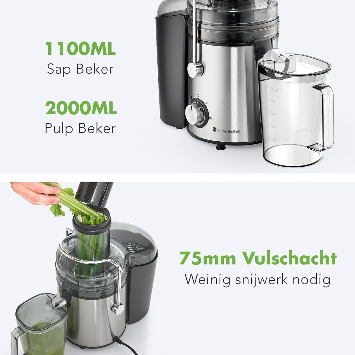 KitchenBrothers Sapcentrifuge review: snel sap met 800W juicer