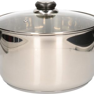 Kookpan - RVS - met glazen deksel - 24 cm - 5 liter - o.a. voor inductie en gas test