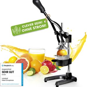 Lumaland handmatige citruspers gietijzer test: hoge sapopbrengst