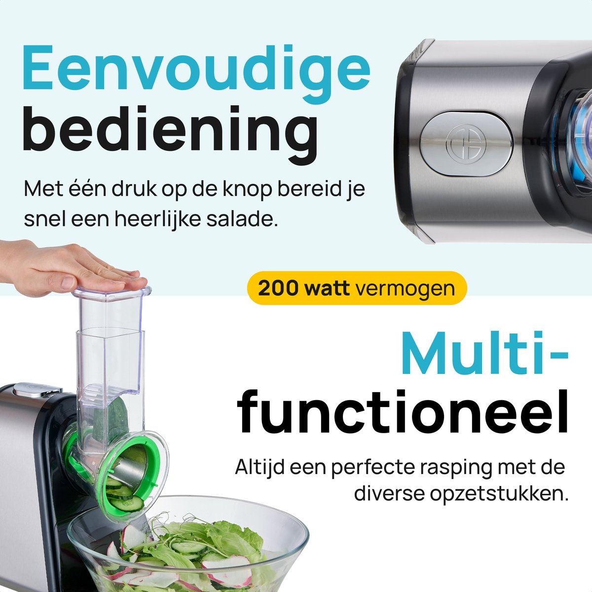 MOA Foodprocessor - Groentesnijder - Hakmolen - Meerdere Opzetstukken - Uiensnijder - RVS/Zwart review: sneller snijden met keukenmachine