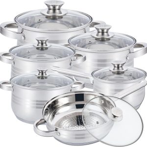 Pannenset – 12-Delig – Voor Inductie en Gas – Vaatwasser Bestendig – RVS met Glazen Deksels review