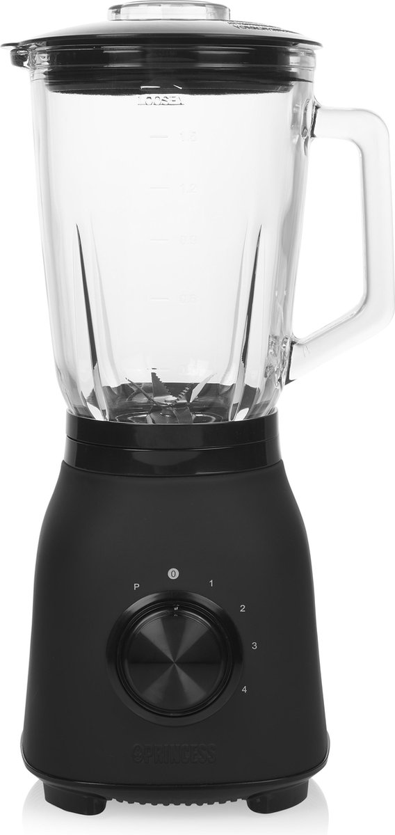 Princess 212092 Black Steel Blender 1000 - 4 Snelheden – Krachtig 1000W - 1.5 L - Glaskan test: smoothies en ijs crushen, beste blender