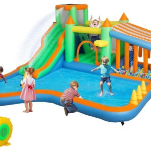 RFWR® Opblaasbare Springburg met Glijbaan en Waterpistool voor Kinderen 3-8 Jaar review waterpret