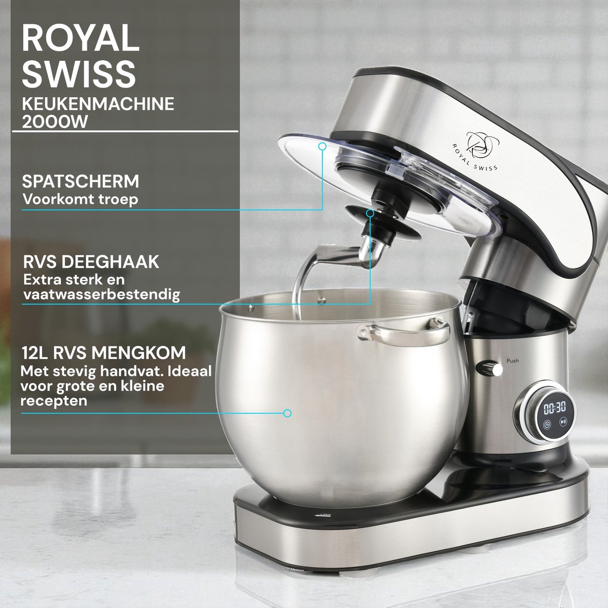 Royal Swiss® Keukenmachine 12L review: sneller brooddeeg kneden