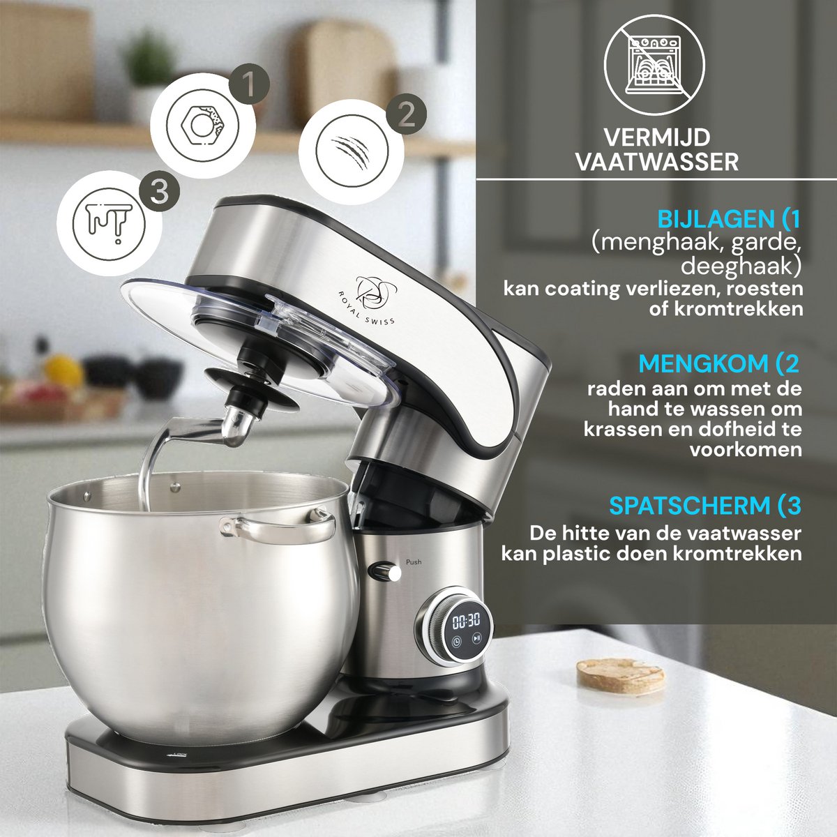 Royal Swiss® Keukenmachine 12L review: sneller brooddeeg kneden