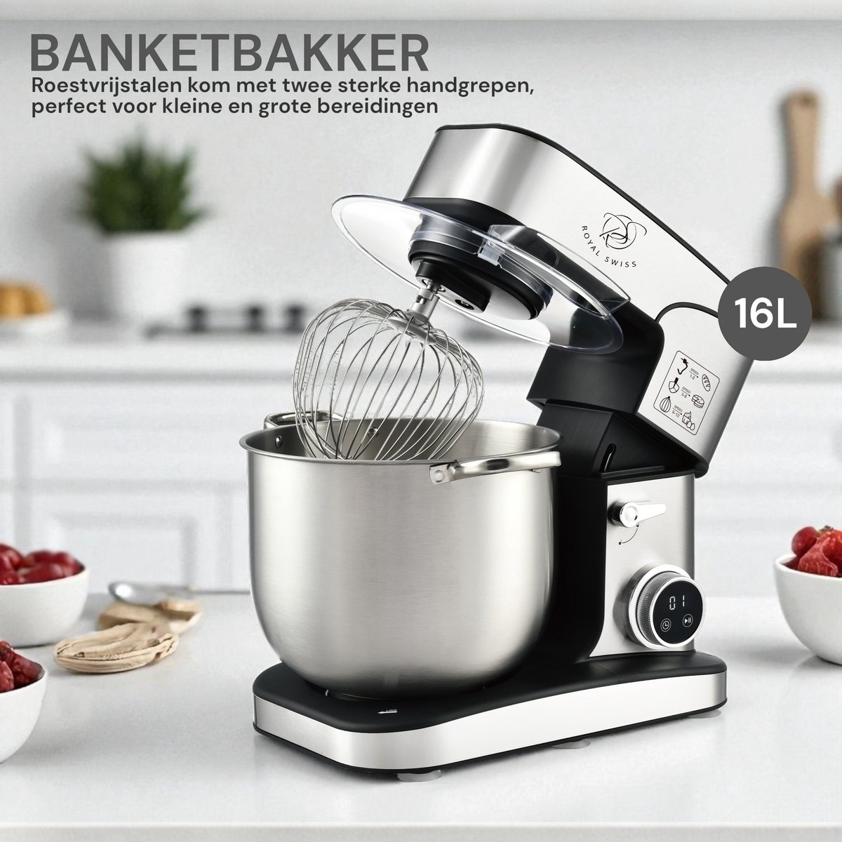 Royal Swiss® Keukenmachine 16L review: snel brooddeeg kneden