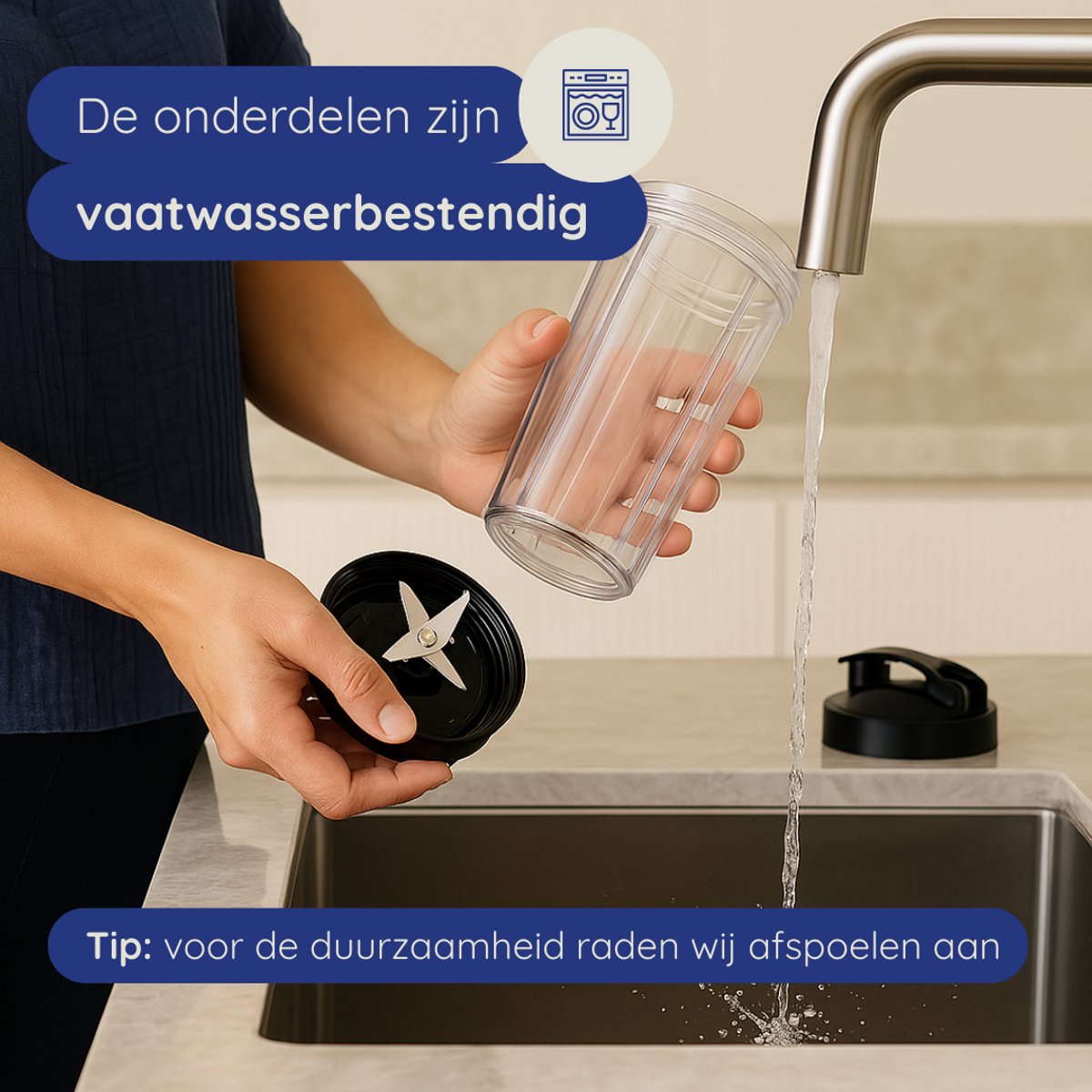 Safecourt Kitchen Power Blender – 1200W – Smoothie Maker voor IJs & Bevroren Fruit – BPA-vrij – To-Go Beker – Zwart review: razendsnel ijs crushen, beste blender voor smoothies